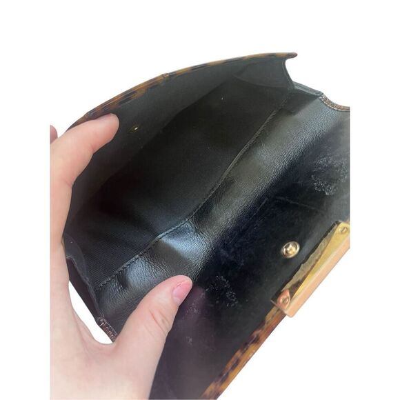 Jimmy Choo Brown Black Leopard Print Patent Leather Bifold Continental Wallet - Picture 5 of 9